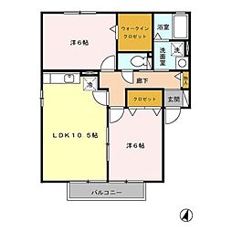 セジュールあいりすB 2LDKの間取図画像