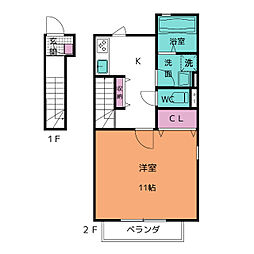 リーブルシルクロード 1Kの間取図画像