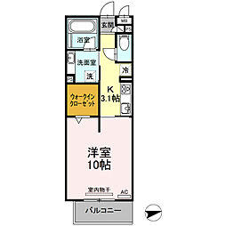 ルナソレイユ 1Kの間取図画像