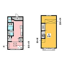 OkinoApartment 2Kの間取図画像