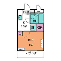 グレース21 1Kの間取図画像