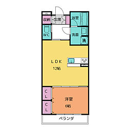 K・ラルジェ 1LDKの間取図画像