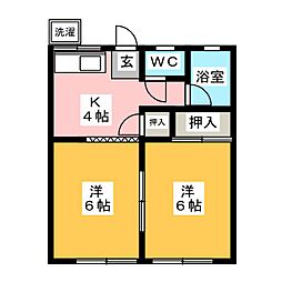 稲場コーポ 2DKの間取図画像