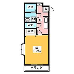 エヴァーファイン 1Kの間取図画像
