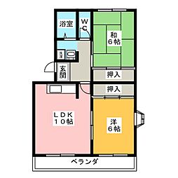 パープルシャトーA 2LDKの間取図画像