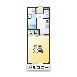 エヴァーファイン 1Kの間取図画像