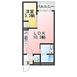 春日井市小野町5丁目アパート 1LDKの間取図画像