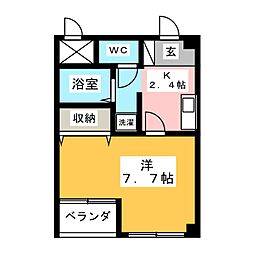 コートデューク花の木 1Kの間取図画像
