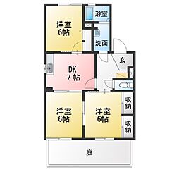 ヴィラ・セームズA 3DKの間取図画像