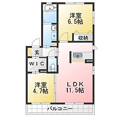 ケティーズB 2LDKの間取図画像