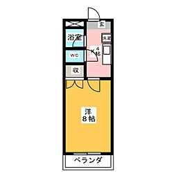 プリミエール水野 1Kの間取図画像