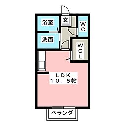 オルテンシア ワンルームの間取図画像