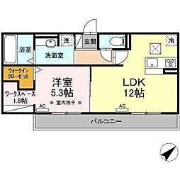 ジーニアル柏井 1LDKの間取図画像