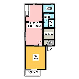 フロンティア大手 1LDKの間取図画像