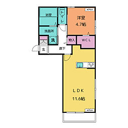 エスポワール稲口 1LDKの間取図画像