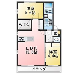 コモドダディアスB 2LDKの間取図画像