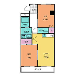 まことハイム 2LDKの間取図画像