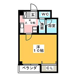 フォンティーヌ味美 1Kの間取図画像