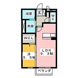 グッドラック 1LDKの間取図画像