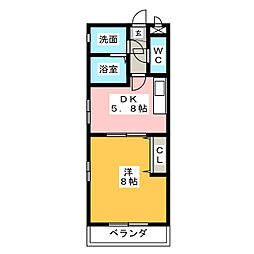 ホワイトキューブ 1DKの間取図画像