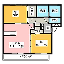 ポロヌプリ 2LDKの間取図画像