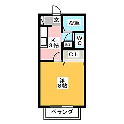 サンフレンズ大手 1Kの間取図画像