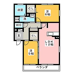 アドラブール 2LDKの間取図画像
