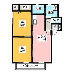 シャトレー・ドゥ 2LDKの間取図画像