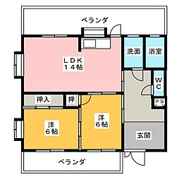 第3平松ビル 2LDKの間取図画像