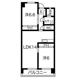 ウィンザーK&Y 2LDKの間取図画像