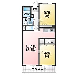 パークサイド津島 2LDKの間取図画像