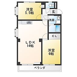 ファミリーマンション鈴 2LDKの間取図画像