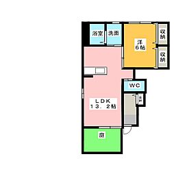 ラ サルーテ プリモ 1階1LDKの間取り