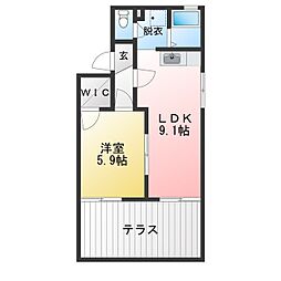 メゾンドール兼平B 1LDKの間取図画像