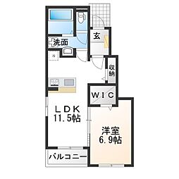 エスポワール カモリ I 1LDKの間取図画像