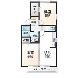 ボヌール・ジュンガ 2DKの間取図画像