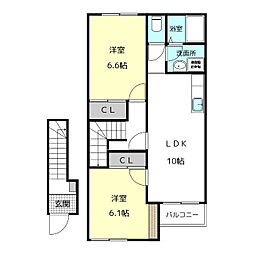ディアアイリス2 2LDKの間取図画像