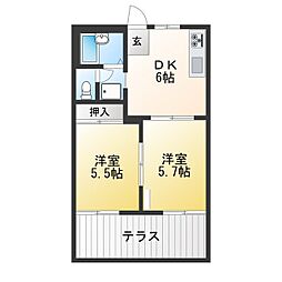 アネックス青塚 2DKの間取図画像