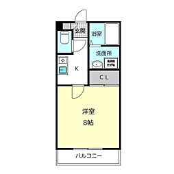 ミレージュB 1Kの間取図画像