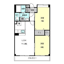 グリーンハイムT 2LDKの間取図画像