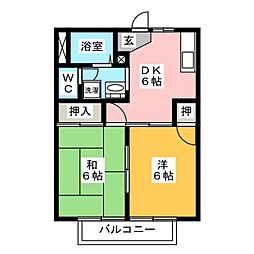 ハイマート美和B 2DKの間取図画像
