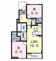 カーサみやびVIII 2LDKの間取図画像