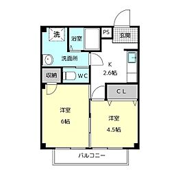 カミューナ 2LDKの間取図画像