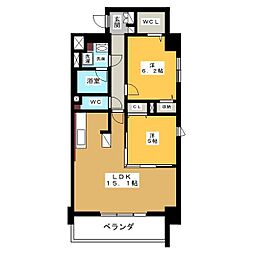クラスワンK.O. 2LDKの間取図画像