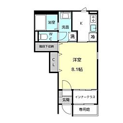 ブルーデイジー 1Kの間取図画像