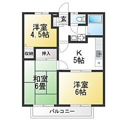 メゾン藤浪 3Kの間取図画像