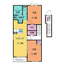 ブルーベル 205 ｜ 愛知県豊川市三蔵子町中荒古7-1（賃貸アパート2LDK・2階・58.57㎡） その2