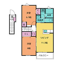 Ｌｅｇａｔｏ  ｜ 愛知県豊川市篠束町東宮（賃貸アパート2LDK・2階・57.07㎡） その2