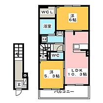 カーサ　エスペランサ　II  ｜ 愛知県豊川市市田町田尻（賃貸アパート2LDK・2階・54.80㎡） その2