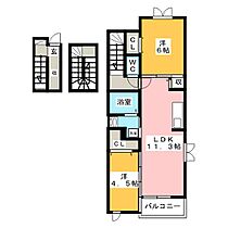 ポートクルーズＴＹＭ  ｜ 愛知県豊川市小田渕町２丁目（賃貸アパート2LDK・3階・61.59㎡） その2